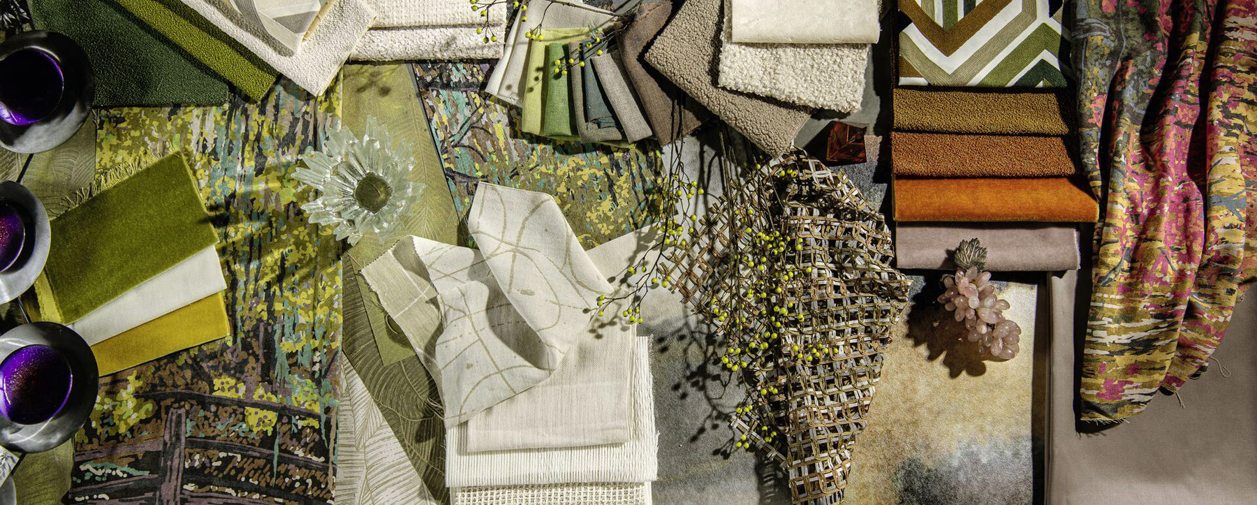 Still life with fabrics and decorative elements